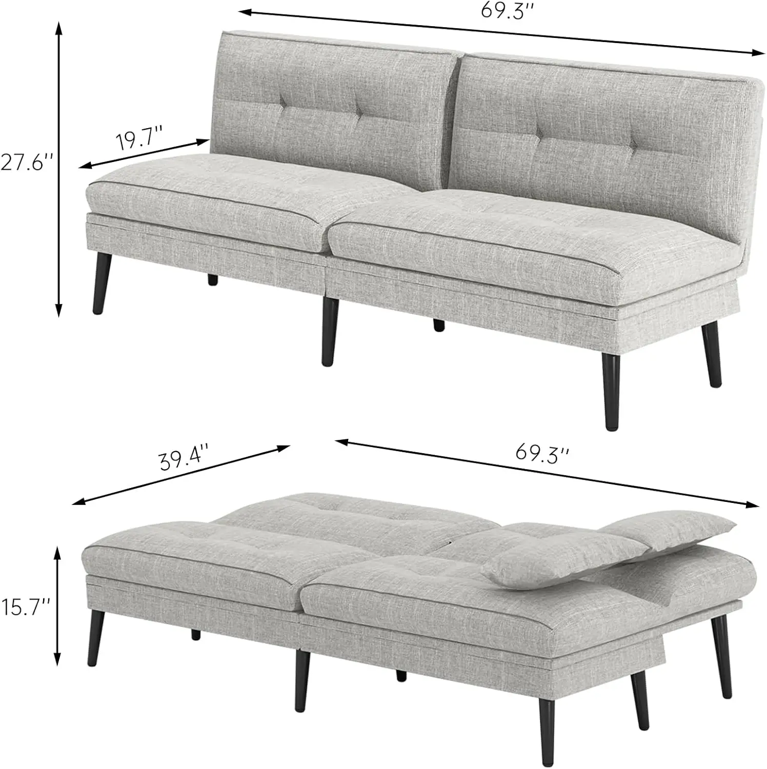 Convertible Futon Sofa Bed, 70