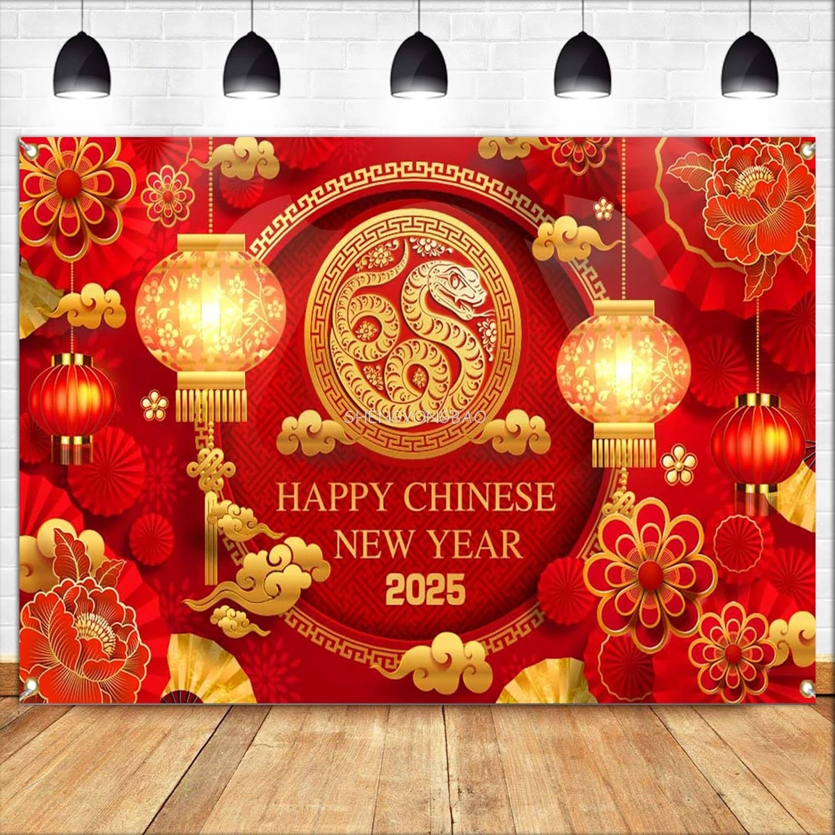 

Chinese Happy New Year Photography Backdrop Red Lantern Wedding Family Portarit Party Spring Festival Photo Background JC-81