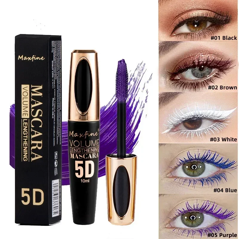 5D Volume Mascara Quick Dry Blue Purple Silk Fiber Curling Lengthening Long Lasting Smudge Proof Eyelash Extension Cream
