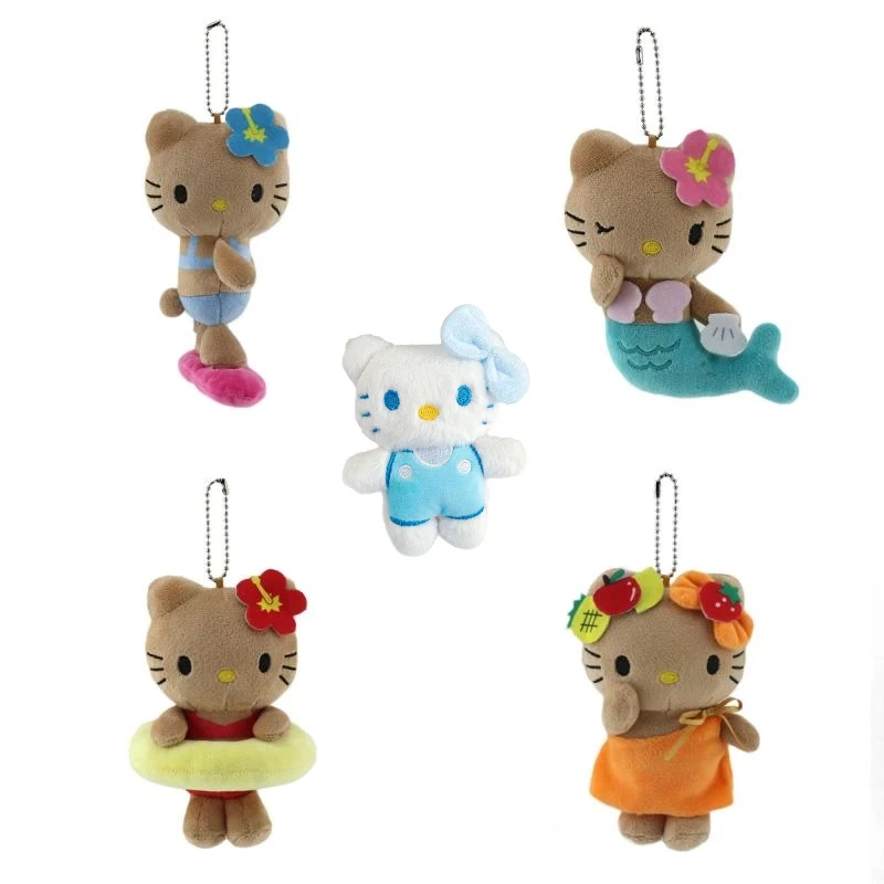 

Cartoon Anime Hello Kitty Doll Keychain Black Kitty Plush Stuffed Soft Doll Keyring Bag Pendant Gift Kids Toys