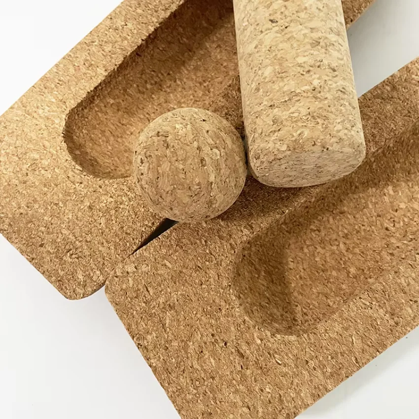 Cork Yoga Blocks Ankle Balance Board Premium Cork Wobble Board Foot Roller Split Half Round Design Yoga Pilates Equipmen