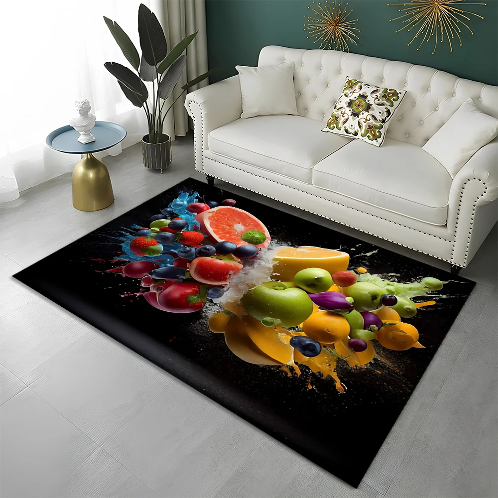 3D Cute Fruit Cartoon HD Carpet Rug for Home Living Room Bedroom Sofa Kitchen Doormat Decor,Child Area Rug Non-slip Floor Mat