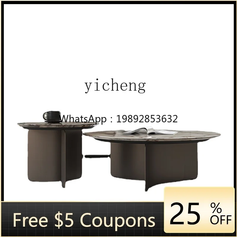 AB   Marble round Tea Table Home Living Room round Coffee Table Height Combination