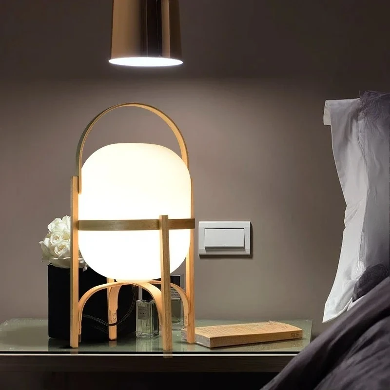 

E27 Wood Standing Lamp Modern Simple Art Tabletop Lighting For Living Room Study Bedroom Portable Wooden Table Lamp room decor