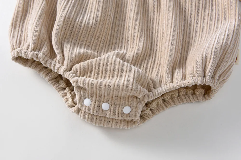 فستان أطفال كوري جديد للربيع والخريف، مرقع بالزهور الكاكي، غطاء سفلي، ياقة واقفة، ملابس زحف مثلثة للأطفال #6