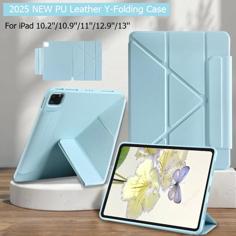 

Чехол из искусственной кожи для iPad Air 11, 13 (2025, 2024), Pro 11 (M4, M2), iPad A16 (11-го, 10-го поколений), 10.9'' Air 4, Air 5, 10.9'' с многоугольной подставкой (Funda)