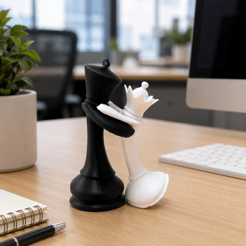 3D Printed Chess Statue Sculpture Home Decoration King And Queen Statue Funny Couple Gifts Desktop Ornaments Home