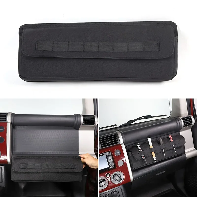 

For 2007-2021 Toyota FJ Cruiser Black Oxford Cloth Car Co-pilot Front Storage Bag Sticker Car Interior Modification Accessories