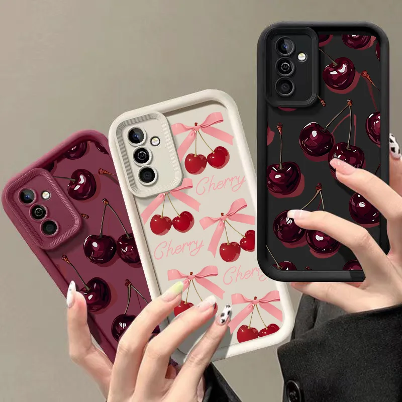 Retro Wine Red Cherry Bow Pattern Case For Samsung Galaxy S2