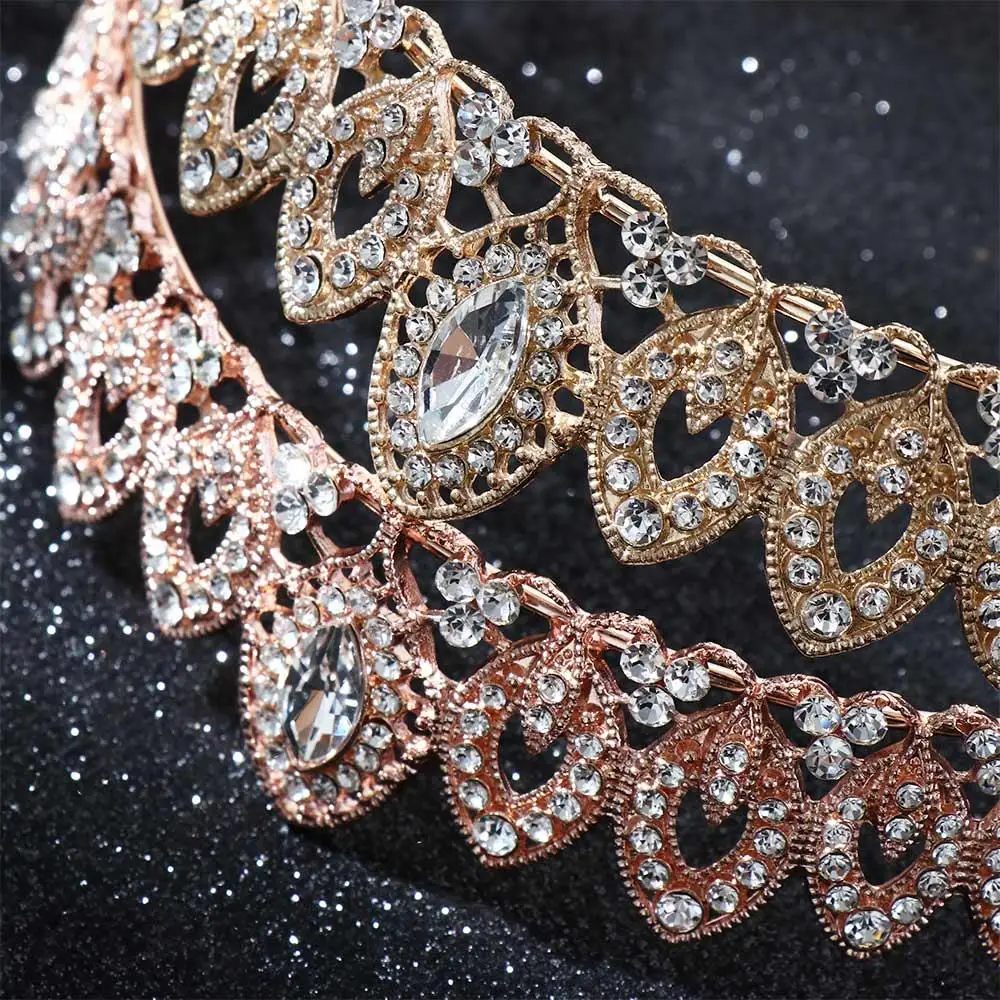 Women Princess Alloy Rhinestone Silver Color Hair Accessories Hair Crown Headwear Ornaments Bridal Tiara