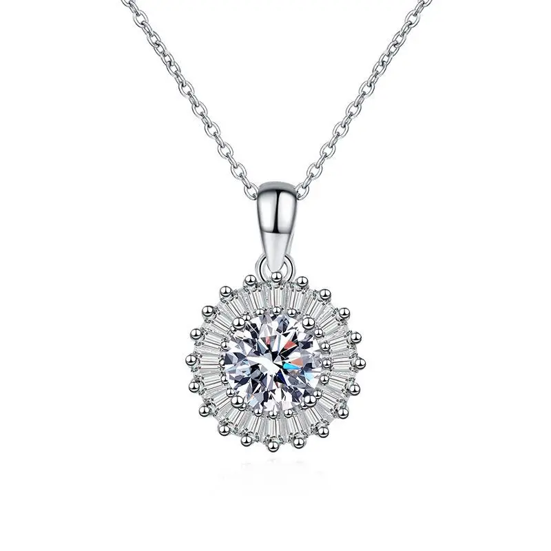 925 sterling silver Moissanite Diamond necklace Ladder square full of diamond luxury pendant clavicle chain women's 1 carat Mois