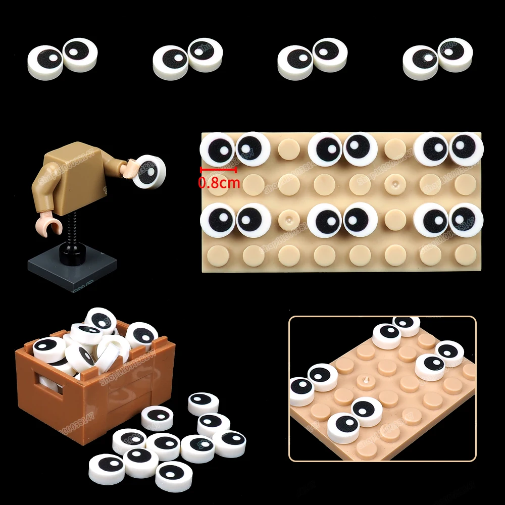 Mattonelle stampate modello pupilla occhio nero 1*1 Building Block 98138 figure Moc assemblate occhio modello animale accessori giocattolo regalo per bambini