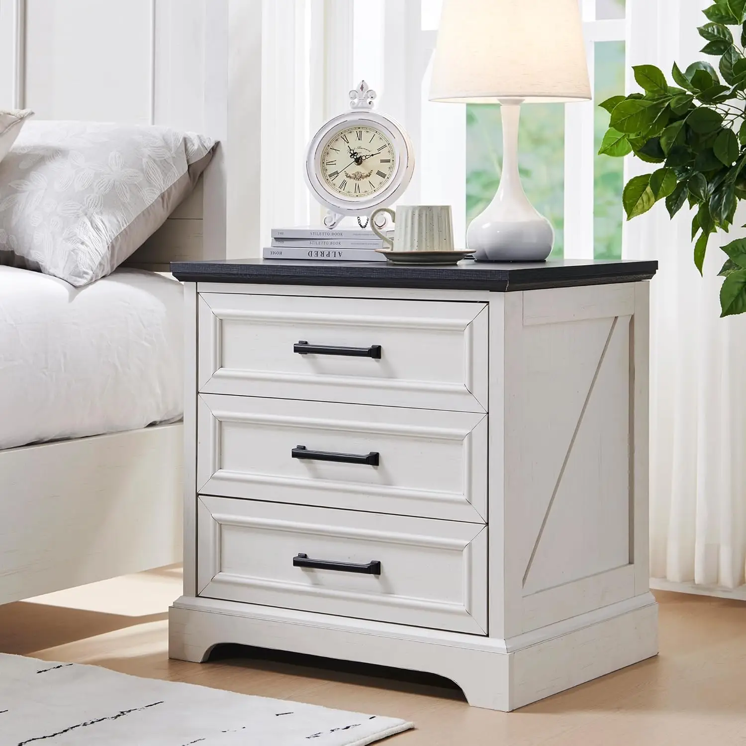 Farmhouse Nightstand with Charging Station, 24