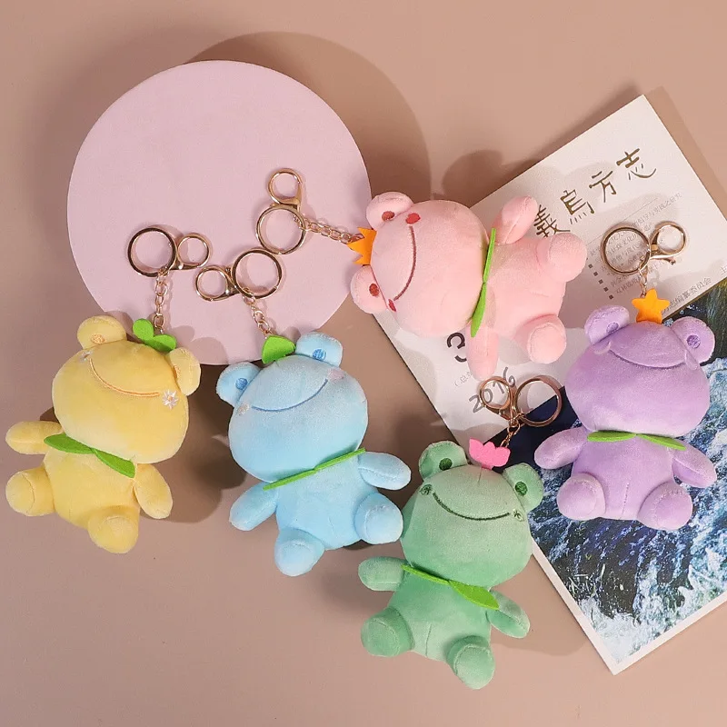 Cute Cartoon Frog Plush Doll Multicolor Crown Leaf Frog Stuffed Toy Kids Gift Home Sofa Decor Claw Machine Plush Ornament