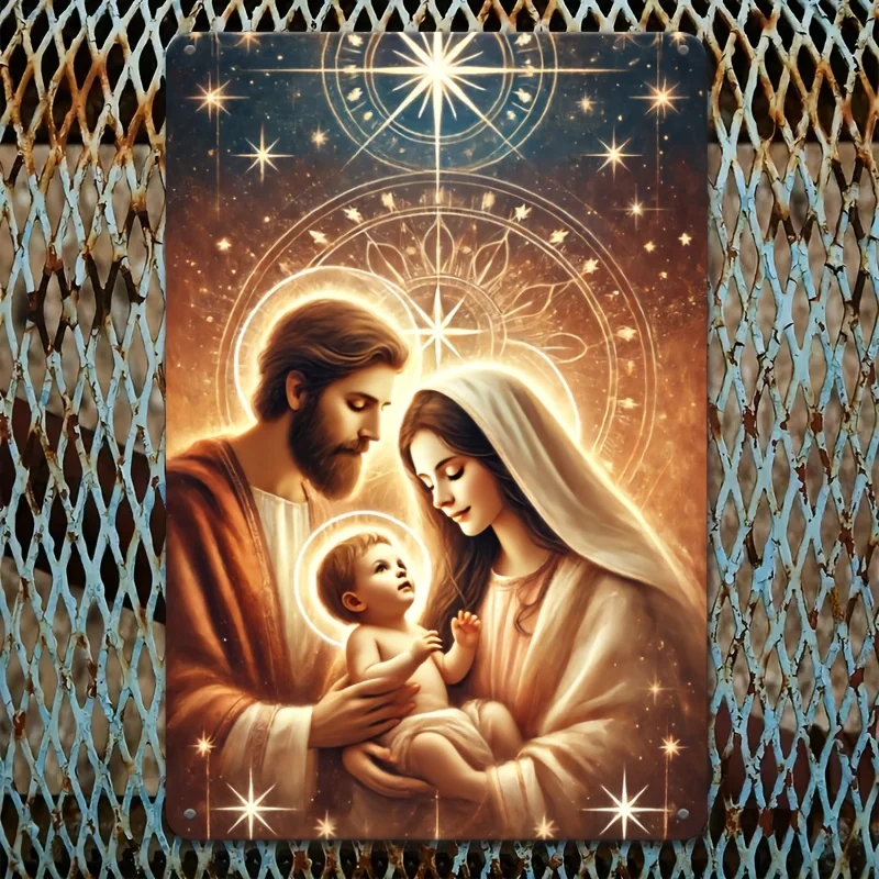 

Christmas Nativity Scene Metal Sign & Farmhouse, Perfect Outdoor Holiday Hanging, Perfect for Room Decor