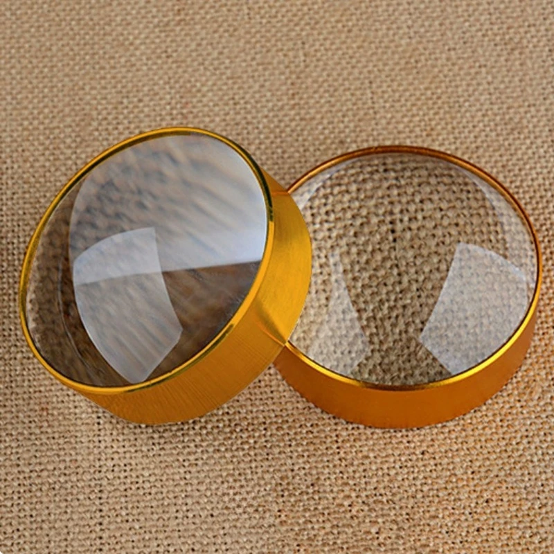 

2PC 3X 60mm Metal casing Loupe Desktop Spherical Optical Magnifier Convex Lenses Domed Paperweight Magnifying Glass Optical Lens