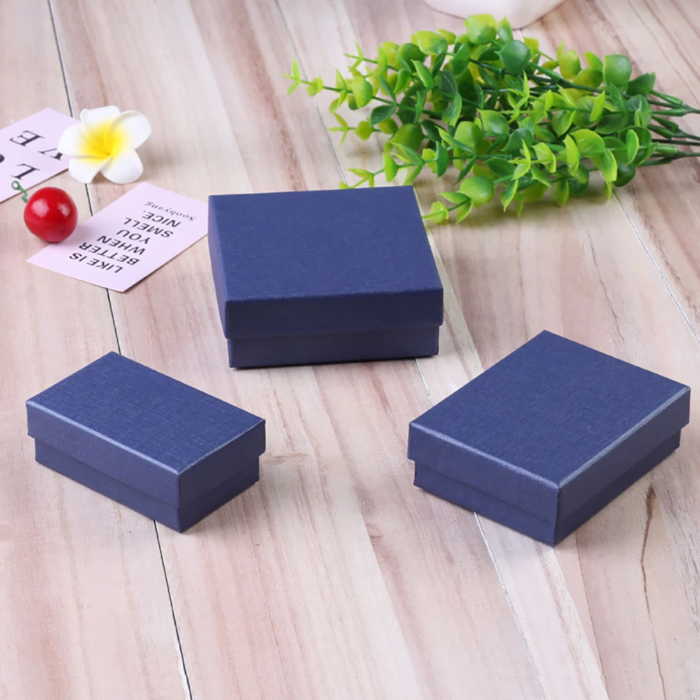 12pcs/Lot 7x7x3CM Dark Blue Jewelry Box  Necklace Rings For Jewelry Multi Colors Jewellry Packaging Gift Boxes Earrings Display