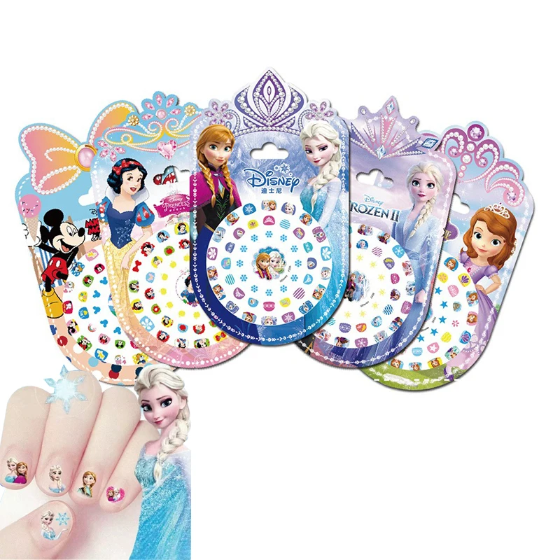 ملصقات أظافر ديزني للأطفال فروزن الأميرة إلسا مينيمي ميكي دمى ملصقات كرتونية ألعاب بنات هدايا عيد الميلاد #1