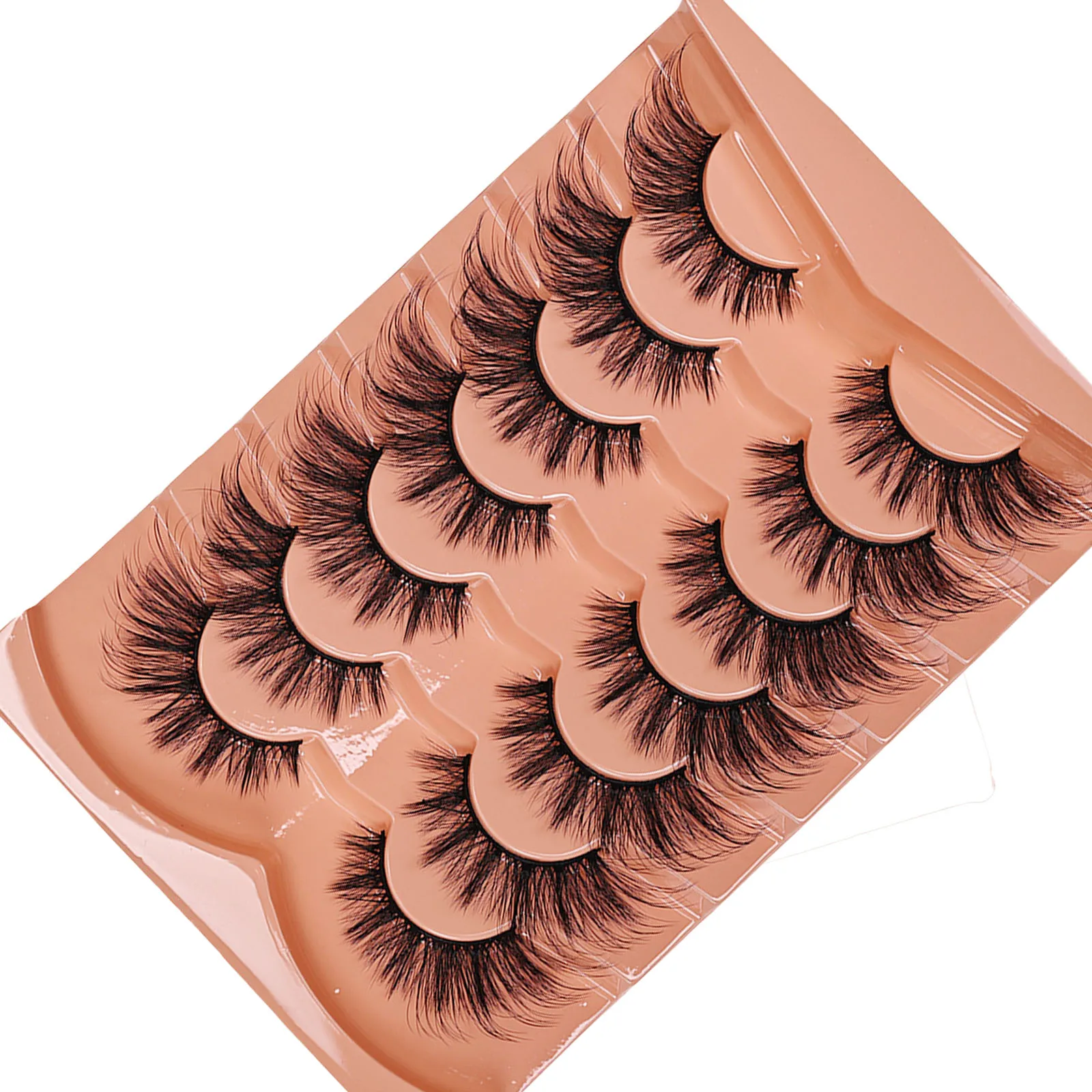 7 ペアまつげメイクソフトふわふわ 3D 偽つけまつげ厚い手作りボリュームナチュラルルック偽まつげ
