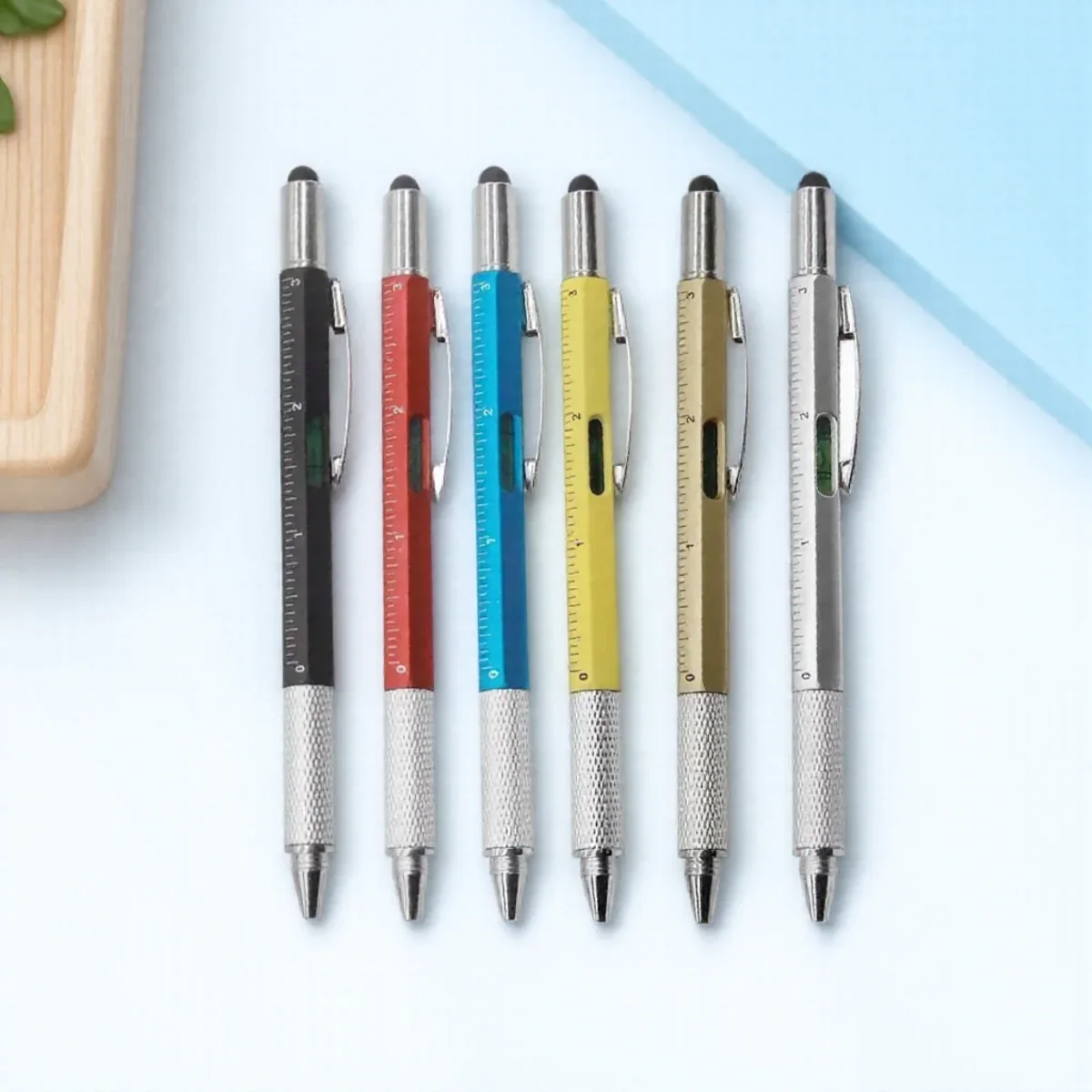 

Multifunction Ballpoint Pen Modern Handheld Tool Measure Technical Ruler Touch Screen Stylus Spirit Level
