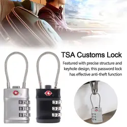 Zinc Alloy Padlock Luggage Suitcase Customs Code Lock Smart Combination Lock Padlock with Steel Cable TSA Customs Lock