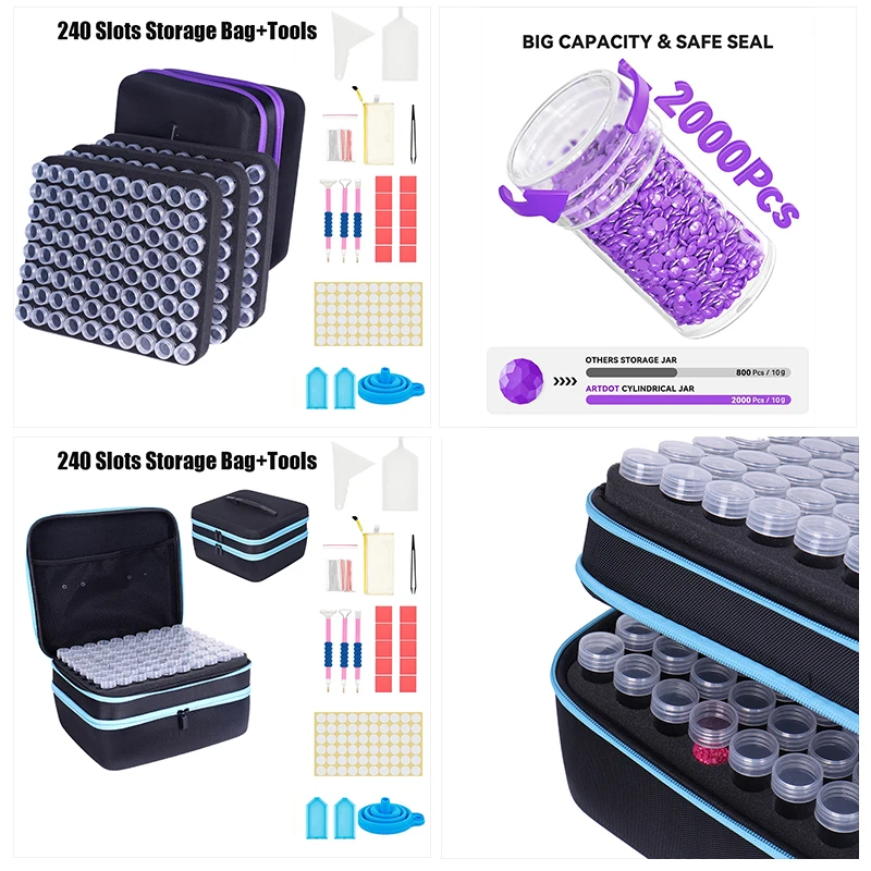 

240 Grids Diamond Painting Tools Kits Diamond Paint Accessories Container Storage Bag Grids Box Accessories and Tools 120 Bottle