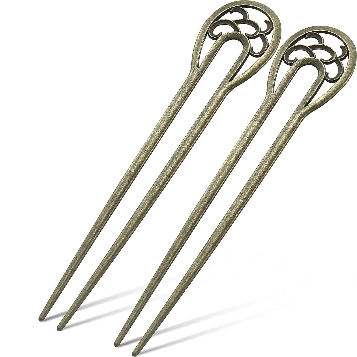 

2Pcs U-Shaped Hair Pins French Twist Metal Updo Chignon Sticks Vintage Hair Fork Accessory for Women Long Thick Fine Hairstyles