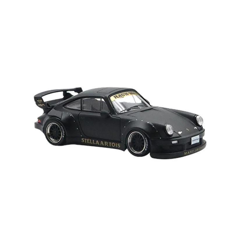 MC 1/64 Porsch RWB930 widebody Modified Whale Wing version Electroplating Gun Grey alloy car model set