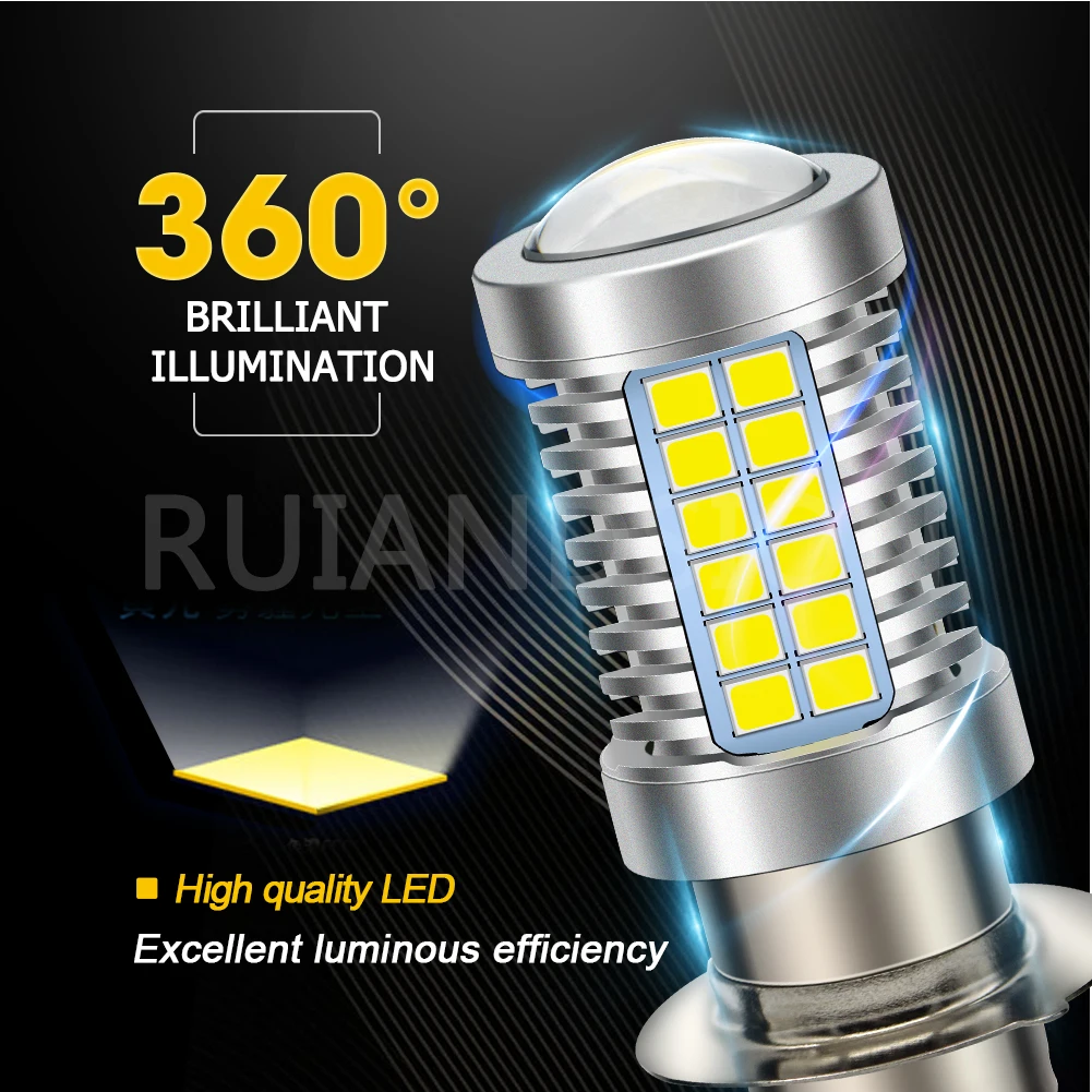 PX15D P15D 54SMD H6M LED Ba20d H4 2835 LED Fog Light Lamp Auto Motorcycle Motor Bike Headlights High/Low Beam Bulb 6V AC/DC