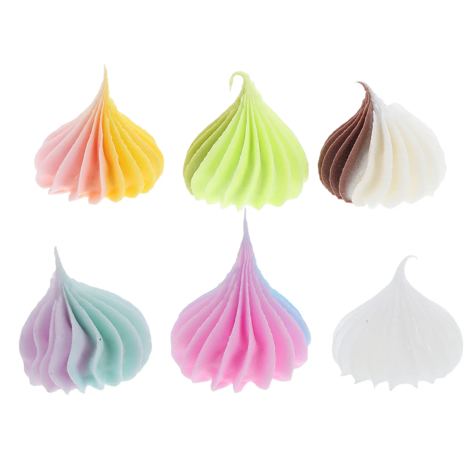 

6Pcs Simulation Ice Cream Decoration Cream Flower DIY Cake Accessories Soft PVC Fake Dessert Display Props for and