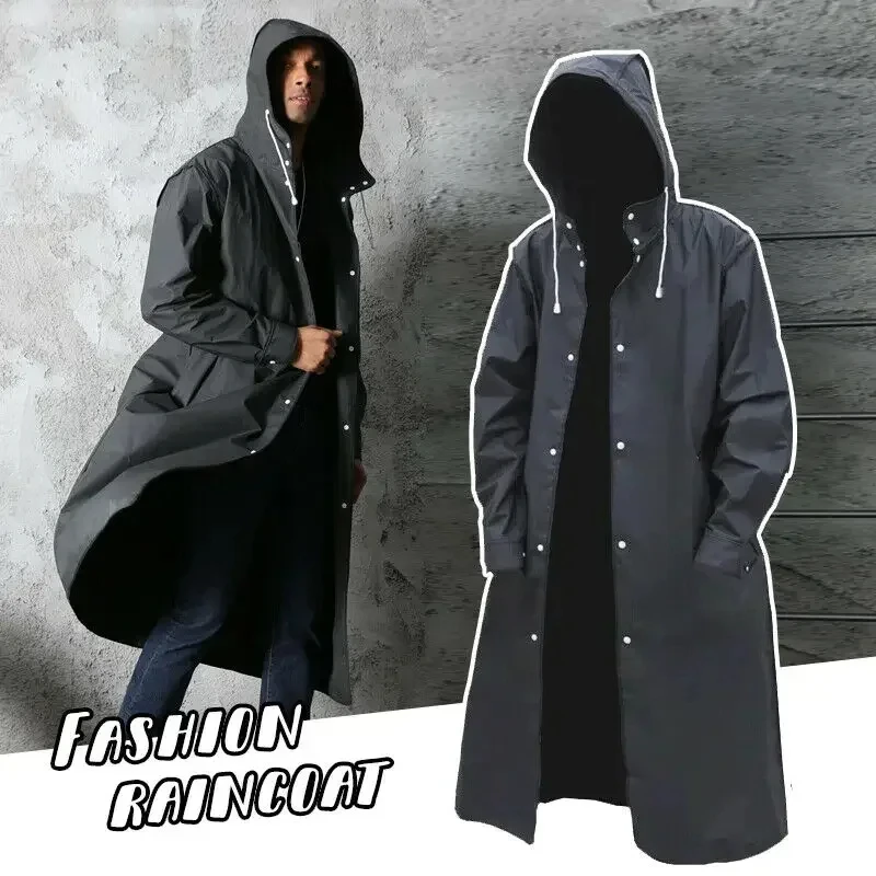 Raincoat Women Men Rain Jacket Poncho Men High Quality Black Fashion Long Cuff Closure Camping Fishing Thickened Rainsuit