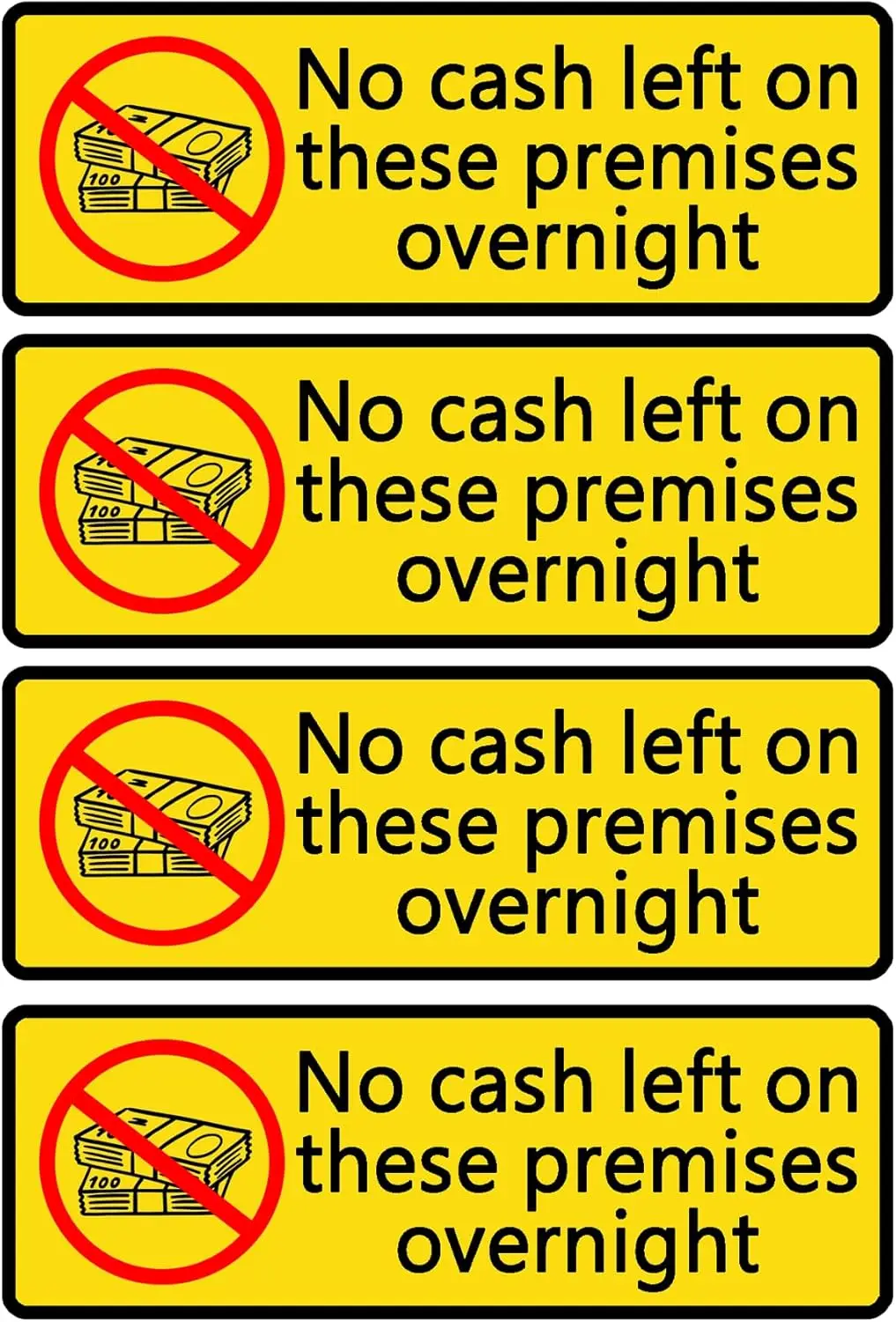 

8 шт. без наличных влево на эти Premises Overnight Sign Safety, этикетки, самоклеящиеся виниловые наклейки (200x67 мм)