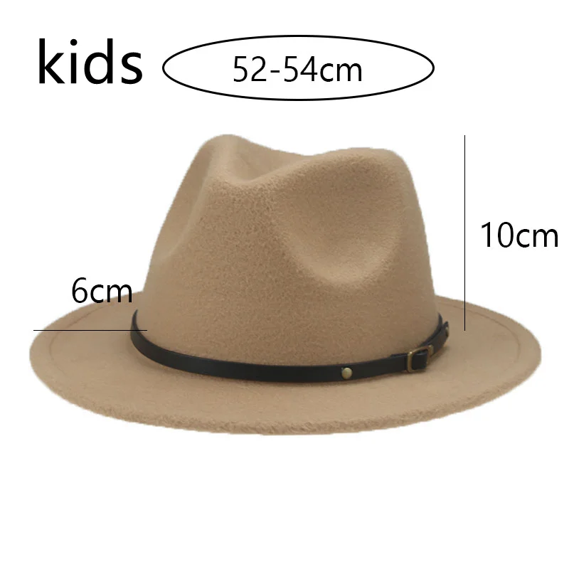 Hats for Women Kids Child Small 52cm Solid Belt Kids Fedora Formal Dress Wedding Camel Black Child Fedora Hat Sombreros De Mujer