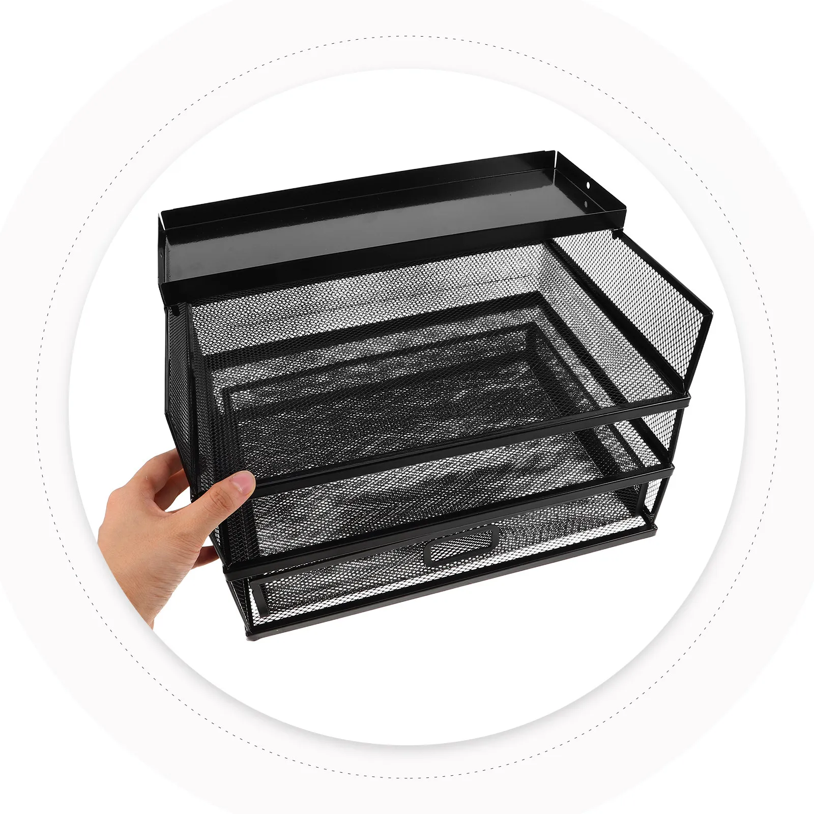 

Desktop File Organizer Metal Rack 3-Layer Drawer Office Desk Storage Cabinet Document Holder for Study School Metal File Holder