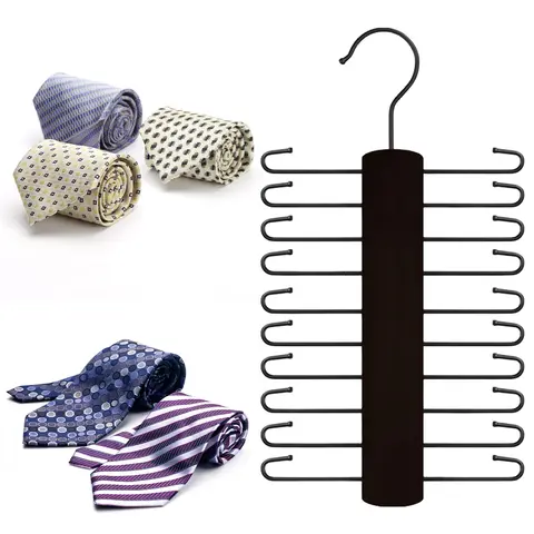 Wooden Tie Rack Space Saving Belt Storage Hanger Multifunctional Necktie Organizer for Ties Belt Scarf Organize