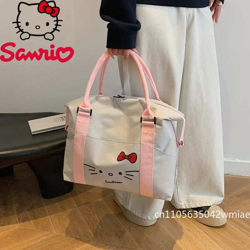 HelloKitty New Women's Travel Bag Large Capacity Hand Luggage Storage Packet Cartoon Versatile Short Distance Boarding Package