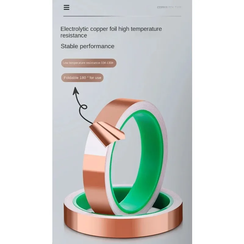 1PCS Double Sided Conductive Copper Tape, EMI Shielding Foil for Electrical Repair, Anti-Static & RFI Blocking