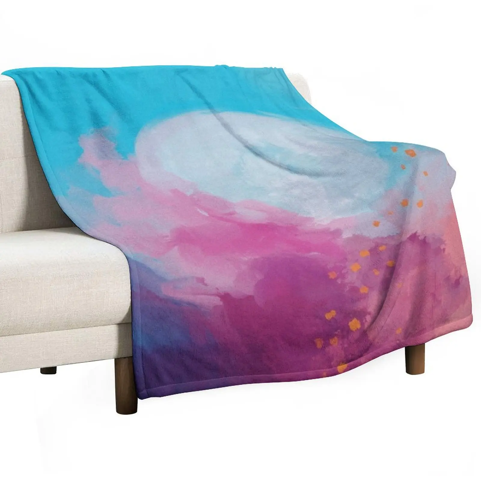 Abstract Dreamy Full Moon - Pink Blue Painting by Morgan Harper Nichols Throw Blanket Sleeping Bag Luxury Thicken Blankets