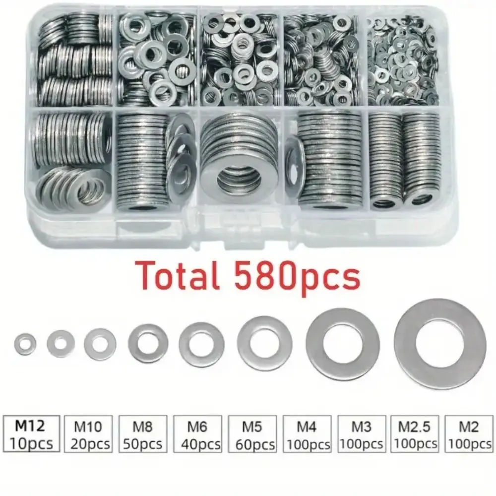 غسالة مجموعة غسالة من الفولاذ المقاوم للصدأ مجموعة متنوعة M2 M2.5 M3 M4 M5 M6 M8 M10 عادي غسالة شقة طوقا خواتم حلقة مسطحة حوض المقابس