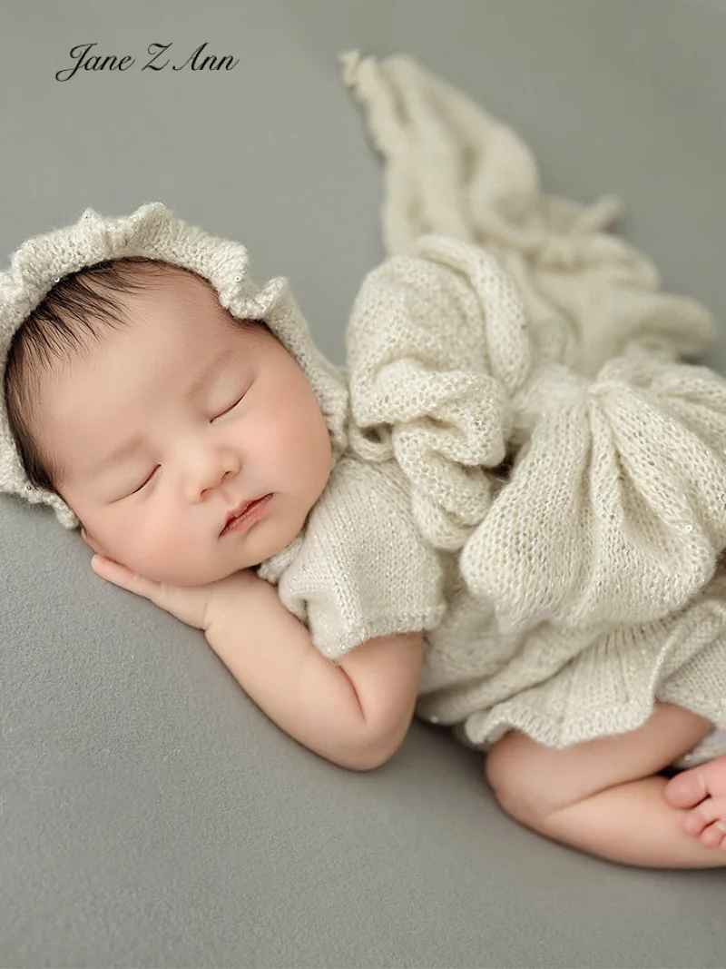 Photography props exhibition new products newborn baby knitted gray hat+dress photo for children