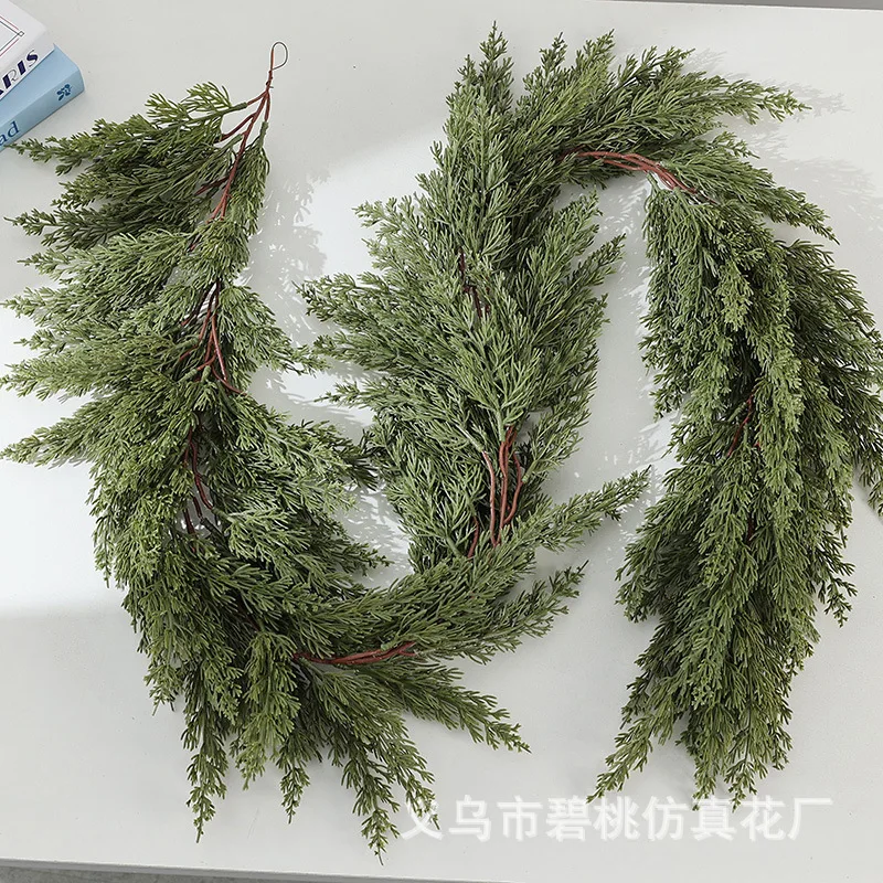 

Simulated Christmas rattan Amazon Christmas indoor green plant atmosphere layout wall hanging rattan artificial cypress leaf pin