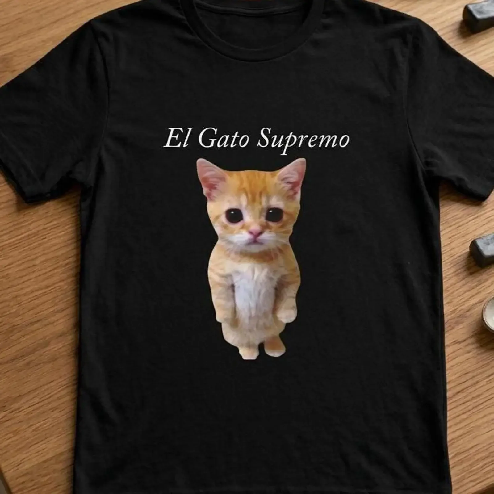 Camiseta El Gato Supremo con diseño de gato naranja, divertida, vintage, lavada, versátil, de diseñador, elástica, para uso diario