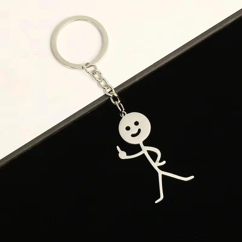 Stickman Bijpassende Hart Sleutelhanger Voor Mannen, Schattige Legering Sleutelhanger, Ring Tas Tas Rugzak Hanger Decoratie, Valentines Cadeau