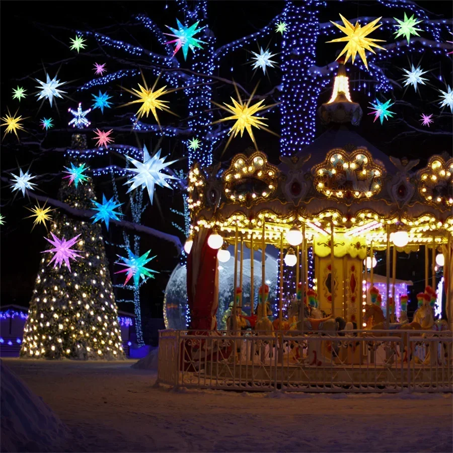 Dia40/50/60CM Smart Christmas Star Tree Topper Moravian Star Light LED Bluetooth App & RGBIC Remote Firework Starburst Light