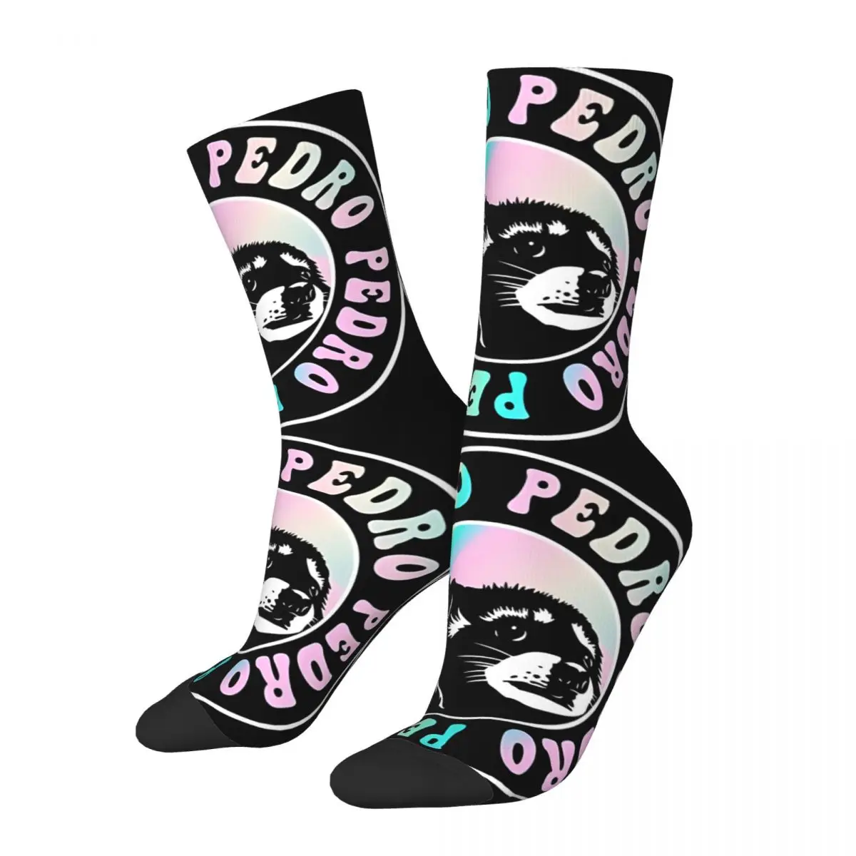 Hip Hop Vintage LOGO Crazy Men's Socks Unisex Pedro Raccoon Harajuku Pattern Printed Funny Novelty Happy Crew Sock Boys Gift