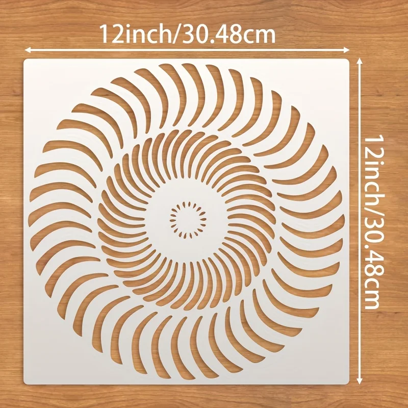 4 قطع مجموعة استنسل ماندالا كبيرة مقاس 12 بوصة لفن الحائط والقماش واللوحة القماشية والأثاث، قالب رسم دائري قابل لإعادة الاستخدام #2