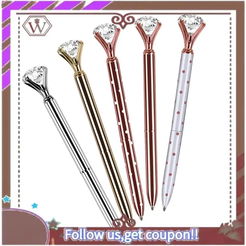 ABBG-20 Pcs Big Crystal Diamond Ballpoint Pen,Metal Ballpoint Pen Office Supplies,With 20 Ballpoint Pen Refills, Black Ink