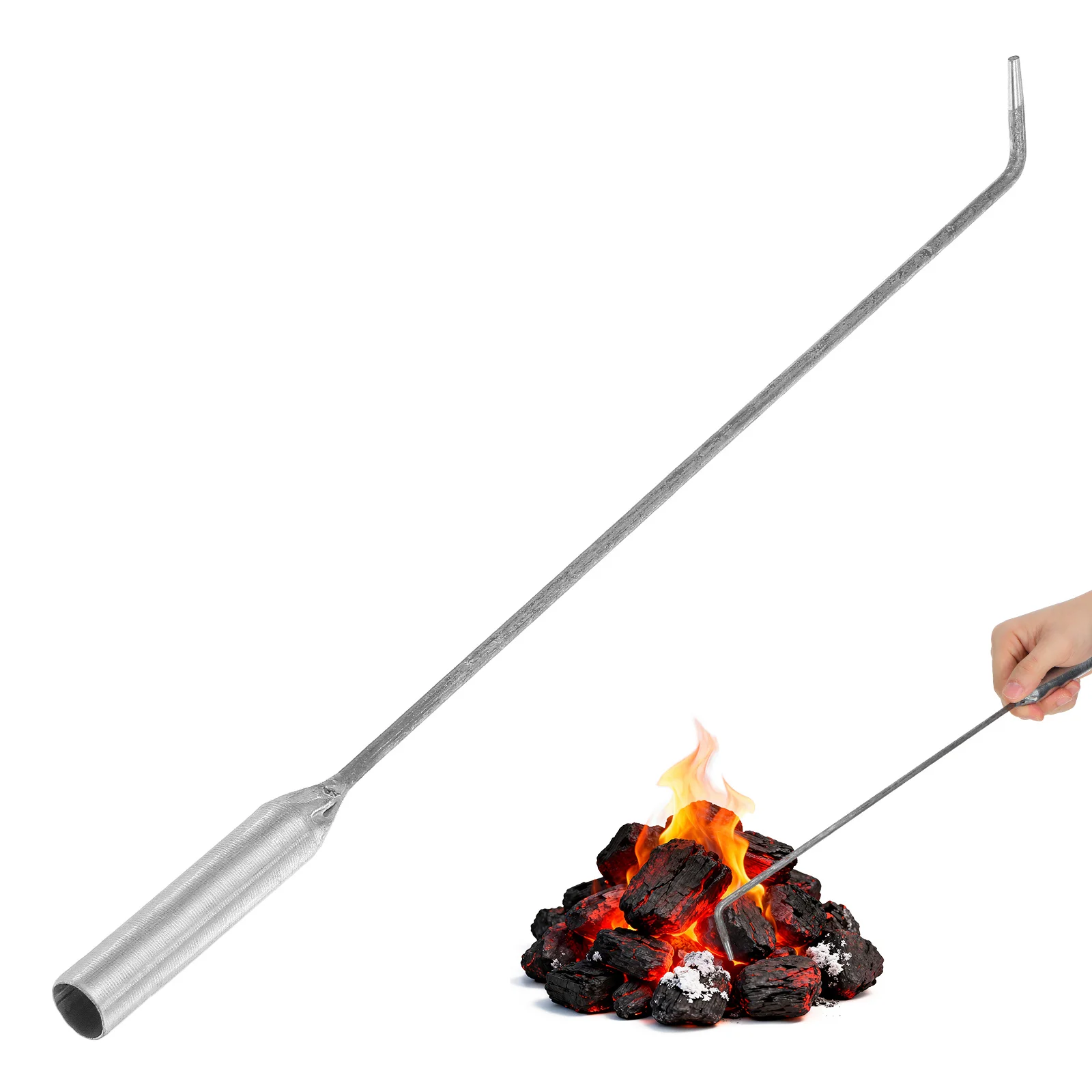 Long Handle Iron Fireplace Poker Metal Fire Pit Poker Tool Outdoor Indoor Fire Pit Accessory Fireplace Tools