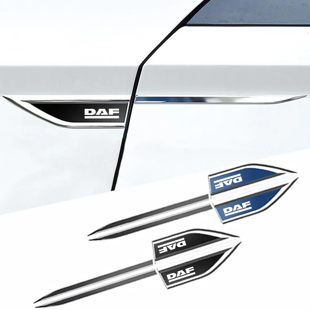 

2X Car Body Fender Side Metal Chrome Zinc Alloy Knife Side Emblem Badge Decals 3D Sticker For DAF Car XF 95 105 Car Styling