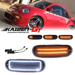 Switchback Amber Sequential LED Front Bumper Turn Signal Lights w/ White DRL Parking Lights For VW Volkswagen Beetle 1998-2005